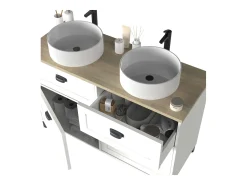 Móvel de banheiro duplo Toscana com 2 portas, sem pia, 120 cm, branco/carvalho