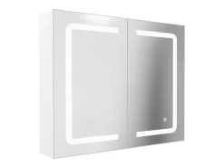 Móvel de banheiro espelhado LED com tomada e interruptor sensor - 80x13,5x60 cm