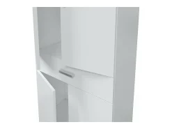 Móvel de banheiro Galatea, 4 portas sanfonadas, melamina branca 182x60x29 cm