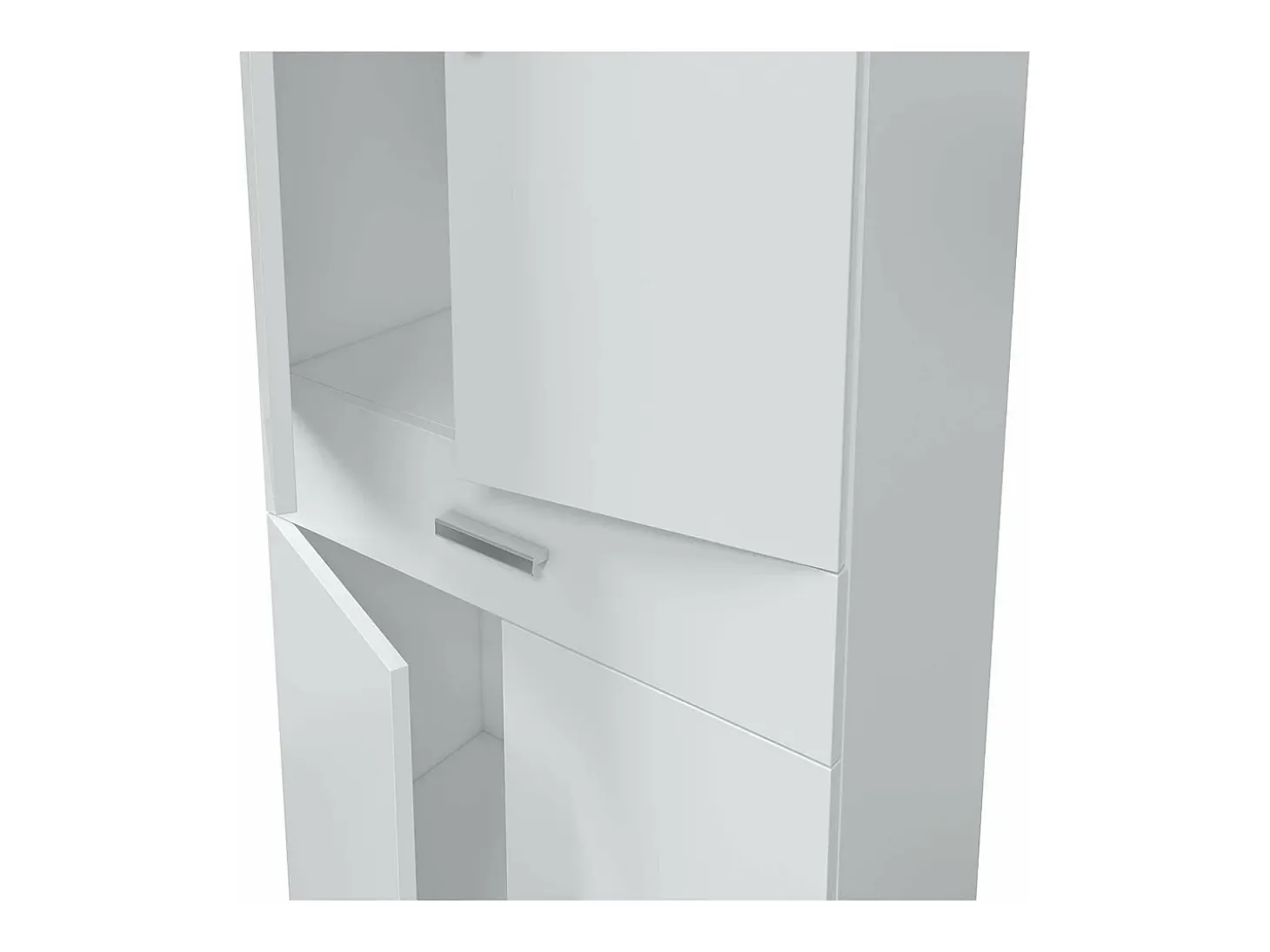 Móvel de banheiro Galatea, 4 portas sanfonadas, melamina branca 182x60x29 cm