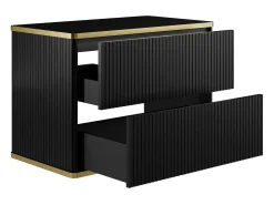 Móvel de banheiro KELIZA com acabamento canelado em preto e dourado