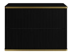 Móvel de banheiro KELIZA com acabamento canelado em preto e dourado