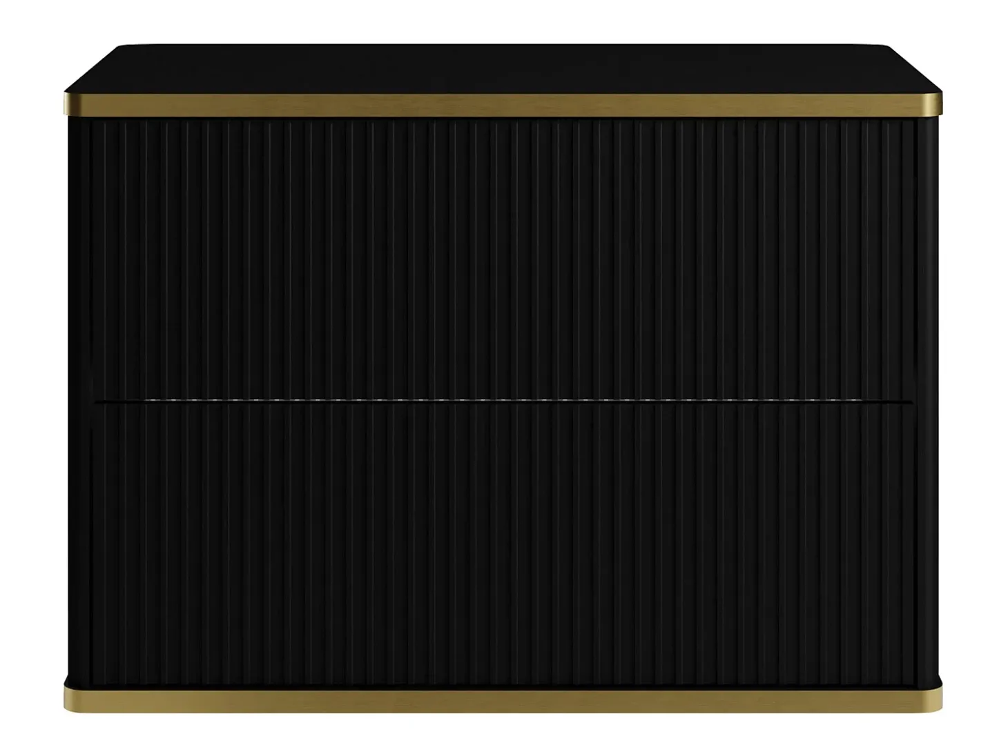 Móvel de banheiro KELIZA com acabamento canelado em preto e dourado
