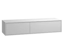 Móvel de banheiro suspenso, branco, 150 cm de largura x 32 cm de altura, ISAURE