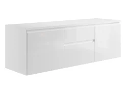 Móvel de banheiro suspenso com pia dupla, branco, 150 cm de largura, JIMENA