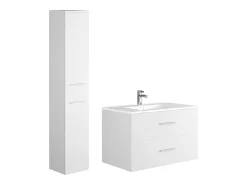 Móvel de banheiro suspenso KAYLA com cuba única e coluna, branco, 80 cm