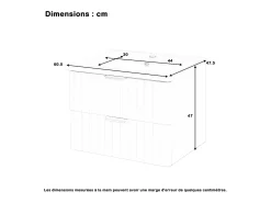 Móvel de banheiro suspenso - com lavatório de cerâmica - com 2 gavetas - Rosa​ (torneira não incluída)