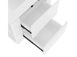 Móvel de banheiro suspenso com lavatório em cerâmica - com LED - 2 gavetas - 2 prateleiras laterais - branco (torneira não incluída)