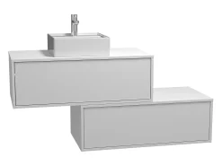 Móvel de banheiro suspenso com cuba única, branco, 2 gavetas, 94 cm, TEANA