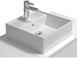 Móvel de banheiro suspenso com cuba única, branco, 2 gavetas, 94 cm, TEANA