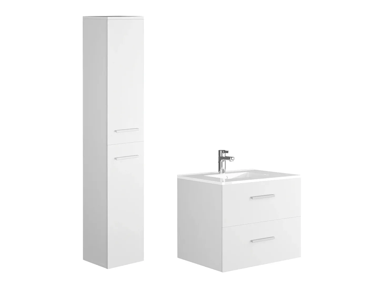 Móvel de banheiro suspenso KAYLA com cuba única e coluna, branco, 60 cm
