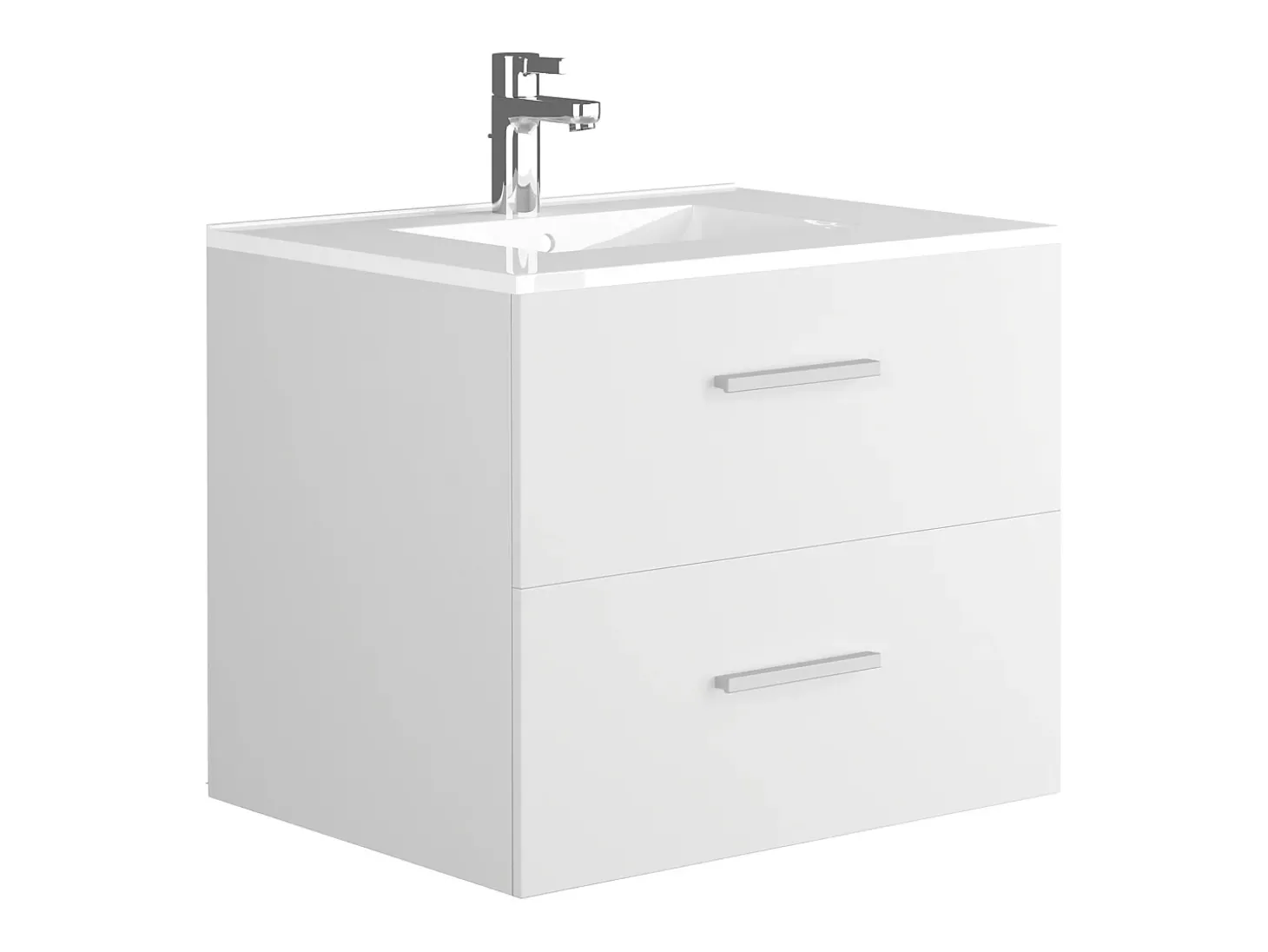 Móvel de banheiro suspenso KAYLA com cuba única e coluna, branco, 60 cm