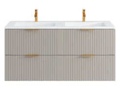 Móvel de banheiro suspenso bege com cuba embutida, 120 cm, ZEVARA