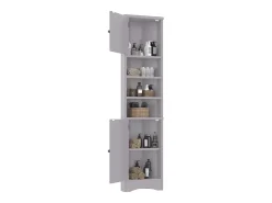 Móvel de banheiro triangular 36,5×24,5×170 cm - 3 compartimentos abertos - 2 portas - cinza