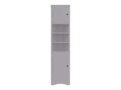 Móvel de banheiro triangular 36,5×24,5×170 cm - 3 compartimentos abertos - 2 portas - cinza