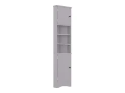 Móvel de banheiro triangular 36,5×24,5×170 cm - 3 compartimentos abertos - 2 portas - cinza