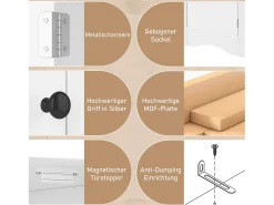 Móvel de banheiro triangular - 51,7 x 32 x 155,4 cm - com 2 espaços de armazenamento abertos + 2 portas de armário - MDF - branco