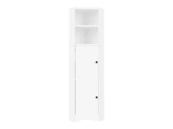 Móvel de banheiro triangular 51,7×32×155,4 cm - 2 compartimentos abertos - 2 portas - prateleiras ajustáveis - branco