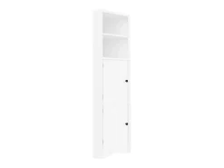 Móvel de banheiro triangular 51,7×32×155,4 cm - 2 compartimentos abertos - 2 portas - prateleiras ajustáveis - branco