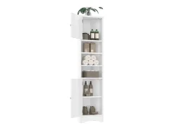 Móvel de banheiro triangular 36,5×24,5×170 cm - 3 compartimentos abertos - 2 portas - branco