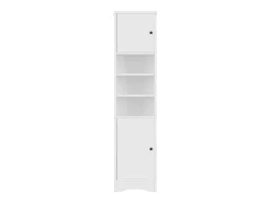 Móvel de banheiro triangular 36,5×24,5×170 cm - 3 compartimentos abertos - 2 portas - branco