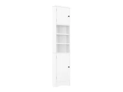 Móvel de banheiro triangular 36,5×24,5×170 cm - 3 compartimentos abertos - 2 portas - branco