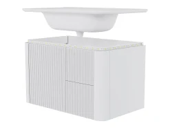 Móvel de banho suspenso - 80,5x47,5x51 cm - con bacia de cerâmica - 4 gavetas - con LED - Branco