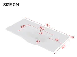 Móvel de banho suspenso 91x46,5x50,5 cm - con bacia de cerâmica - con iluminação LED - 2 gavetas e 1 porta - Branco