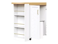 Móvel de bar extensível - pivotante - 228x39x104cm - con 2 portas e 3 gavetas - con prateleiras laterais - Branco