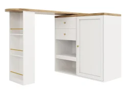 Móvel de bar giratório e retrátil - com 2 gavetas e 1 porta - Branco