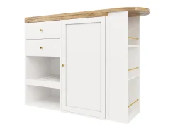 Móvel de bar giratório e retrátil - com 2 gavetas e 1 porta - Branco