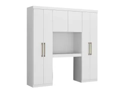 Móvel de cama ANTERO com armários e gavetas C 200 cm - Branco