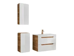 Móvel de casa de banho banho com lavatório e colunas 80 cm cor natural e branco - ARUBA