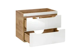 Móvel de casa de banho banho com lavatório e colunas 80 cm cor natural e branco - ARUBA