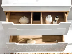 Móvel de casa de banho banho com lavatório e colunas 80 cm cor natural e branco - ARUBA