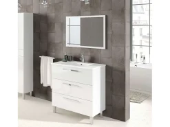 Móvel de casa de banho branco Athena 3 gavetas + espelho