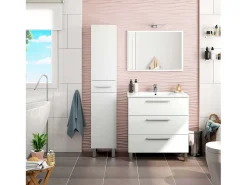 Móvel de casa de banho branco Athena 3 gavetas + espelho
