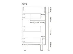 Móvel de casa de banho branco Athena 3 gavetas + espelho