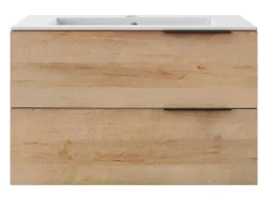 Móvel de casa de banho com lavatório simples - Cor carvalho claro natural - 80 cm - NISAYA