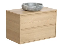 Móvel de casa de banho com bacia de pedra suspensa, 80 cm, MILIPAM