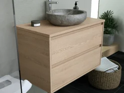 Móvel de casa de banho com bacia de pedra suspensa, 80 cm, MILIPAM