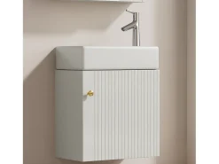 Móvel de casa de banho com lavatório simples, móvel base com lavatório em cerâmica - 46 x 26 x 56 cm - Madeira MDF - Branco