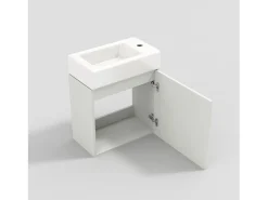 Móvel de casa de banho com lavatório simples, móvel base com lavatório em cerâmica - 46 x 26 x 56 cm - Madeira MDF - Branco