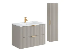 Móvel de casa de banho com lavatório de encastrar e coluna, bege, L80 cm, ZEVARA