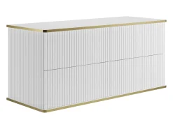 Móvel de casa de banho com lavatório de pousar redondo e coluna, branco, 120 cm, KELIZA