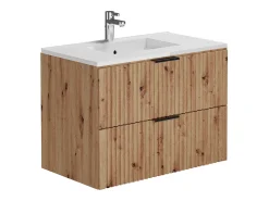 Móvel de casa de banho com lavatório de encastrar e coluna natural claro 80 cm ZEVARA
