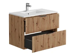 Móvel de casa de banho com lavatório de encastrar e coluna natural claro 80 cm ZEVARA