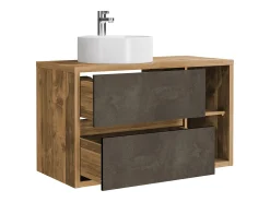 Móvel de casa de banho com lavatório redondo, natural e antracite, 100 cm, TIKITIKI