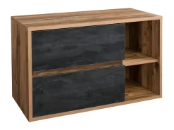 Móvel de casa de banho com lavatório redondo, natural e antracite, 100 cm, TIKITIKI