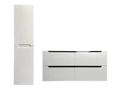 Móvel de casa de banho com lavatório duplo e coluna 120 cm branco SELITA